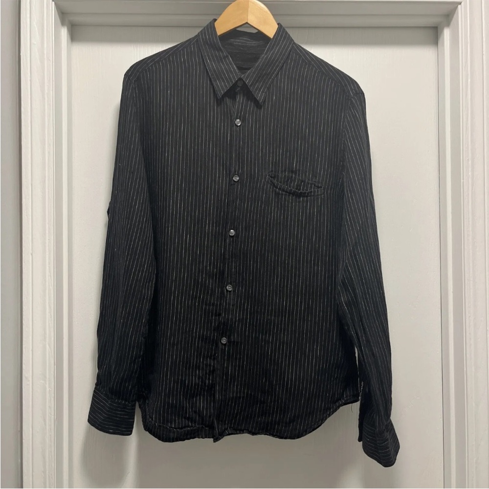 Adolfo Dominguez Button Down Black Linen Long Sleeve One Size The Reformation